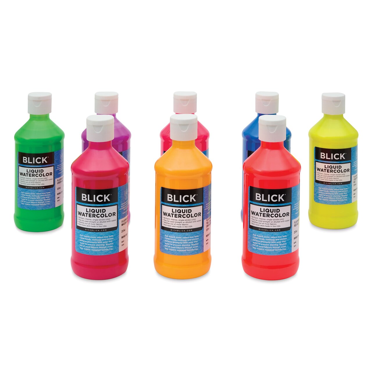 Blick Liquid Watercolors - Set of 8, Fluorescent Colors, 8 oz bottles